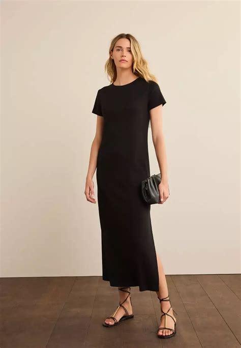 Next Ribbed T Shirt Style Maxi Column Dress With Slit Detail Buy