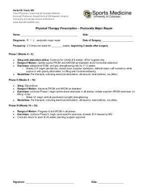 Fillable Online RMF PT Protocol Pectoralis Major Repair Fax Email