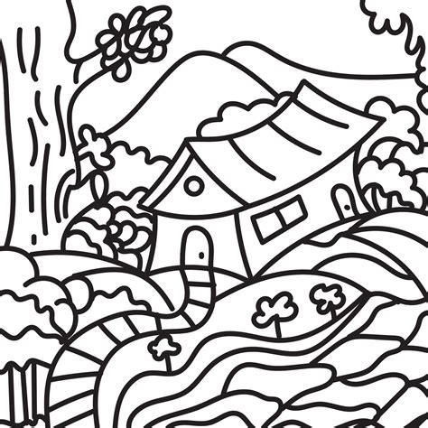 home village coloring pages vector illustration 21982500 Vector Art at