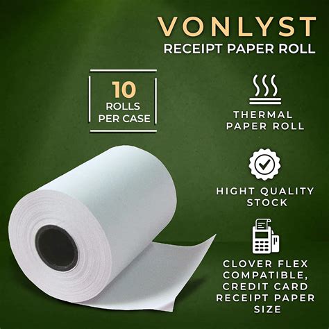 Vonlyst Rollo de papel térmico para papel de recibo Clover Flex 2 14 x