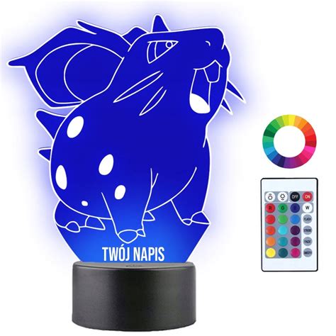 Lampka Nocna Dla Dzieci Pokemon Nidoran Prezent Twój Napis Imię 3D LED