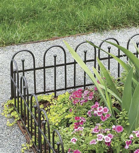 Iron Fence Wrought Iron Edging With Ground Stakes And Gunmetal Finish Plowhearth Metal