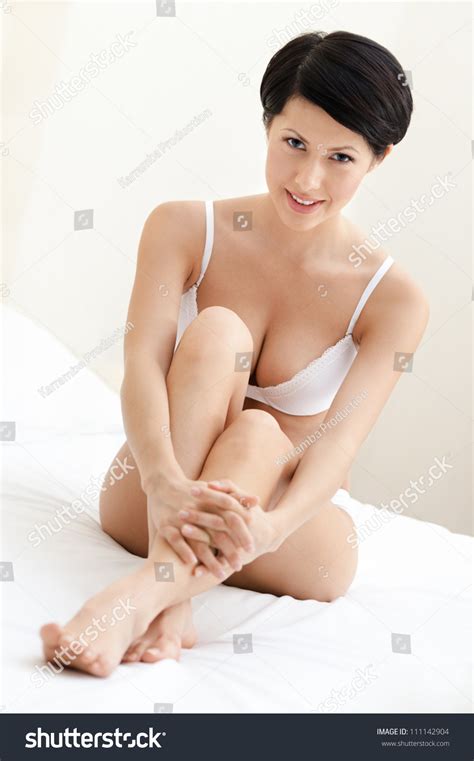 Halfnaked Woman Sits On Wonderful Bed Stock Photo Shutterstock