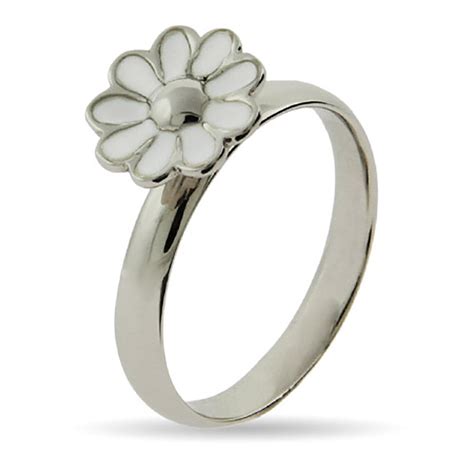 Sterling Silver And White Enamel Daisy Stackable Ring Eve S Addiction