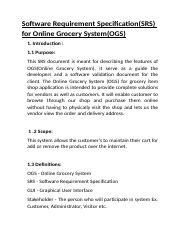 Online Grocery Management System Srs Document Docx Buenviaje Jethro