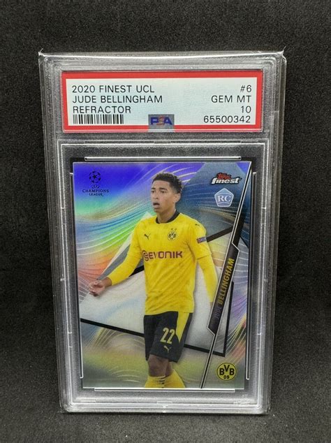 2020 21 Topps Finest UCL Jude Bellingham RC Rookie Refractor 6 PSA 10