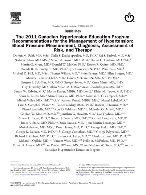 Pdf The 2011 Canadian Hypertension Education Program Recommendations