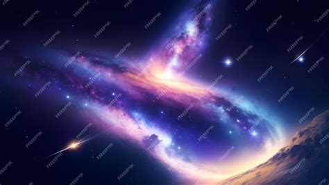 Premium Photo | Galaxy shooting star big planet beautiful art