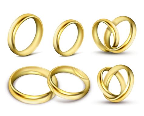 Gold wedding rings pair 3d realistic icons Vector Image