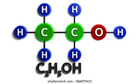 Structural Chemical Formula Ethanol 3d Rendering Stock Illustration