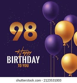 Happy 98th Birthday Greeting Card Vector Stock Vector (Royalty Free ...