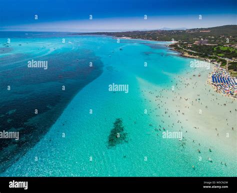 Famous La Pelosa beach with Torre della Pelosa on Sardinia island, Sardinia, Italy, Europe Stock ...