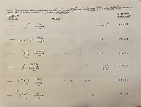 [solved] Please Solve All 22 Pts 7 Draw The Alkene Products For The Course Hero