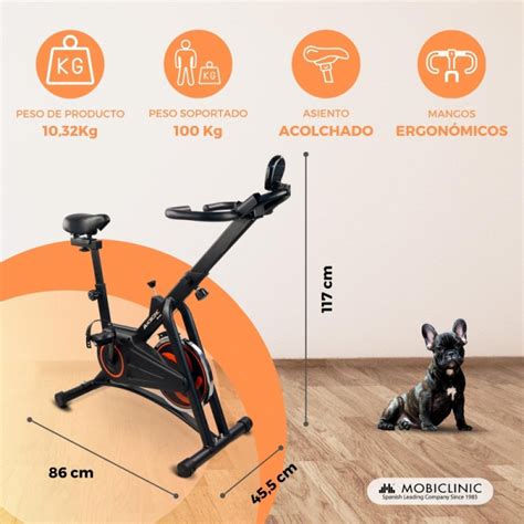 Bicicleta estática Volante de inercia 10 kg Ajustable Con ruedas