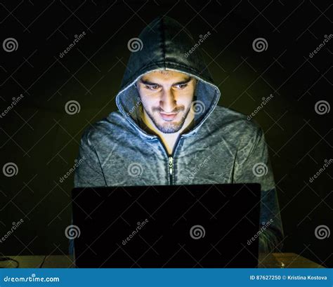 Hacker Trying To Scam People Online Stock Photo Image Of Browsing