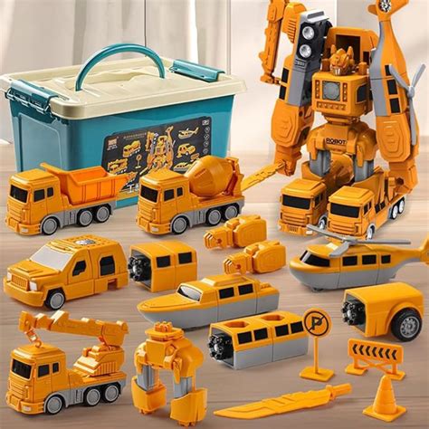 26PCS Magnetic Transform Engineering Car Assembled Toys With Storage