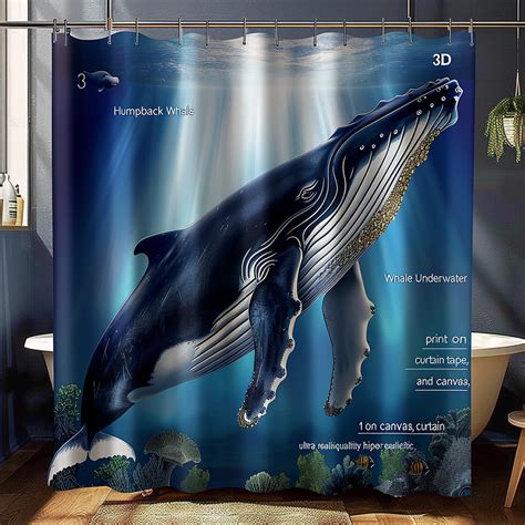 Humpback Whale Underwater World Shower Curtain Hyper Realistic Print