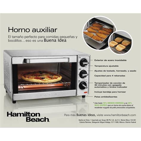 Horno De Mesa El Ctrico Hamilton Beach Acero Inoxidable V