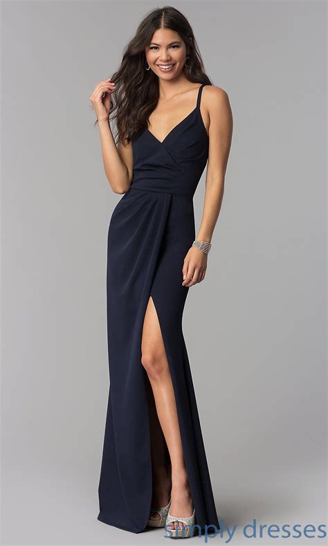 Faux Wrap Long V Neck Formal Evening Dress Long Formal Gowns Evening