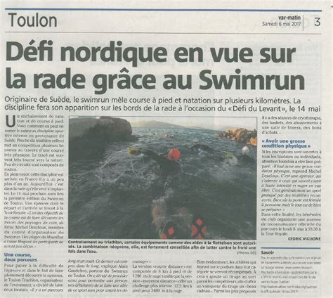 Le D Fi Du Levant Dans Var Matin Toulon Triathlon