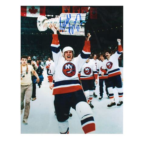 MIKE BOSSY Signed New York Islanders 8 X 10 Photo With Stanley Cup