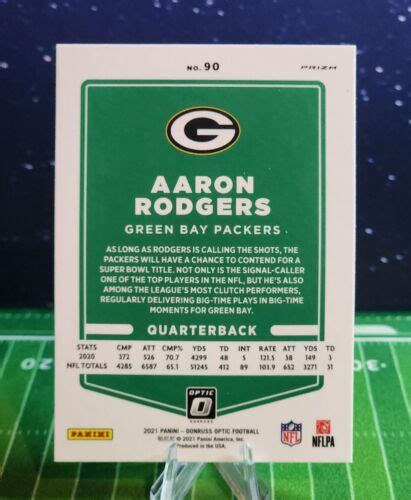 2021 Panini Donruss Optic Stars Prizm 2390 Aaron Rodgers For Sale