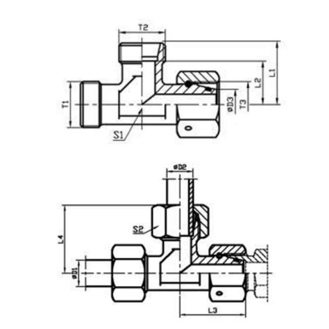 CC Hydraulic Metric Tees Run Tee With Swivel Nut Topa