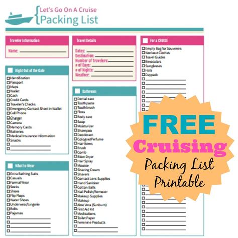 Printable Cruise Checklist