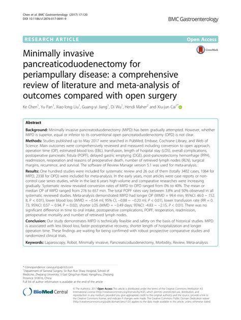 Pdf Minimally Invasive Pancreaticoduodenectomy For Periampullary