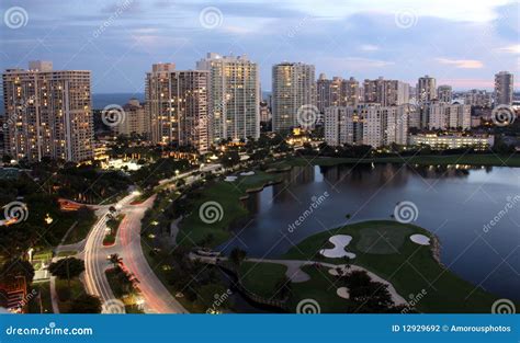 Evening City Miami Florida Stock Photo Image Of Lake Road 12929692