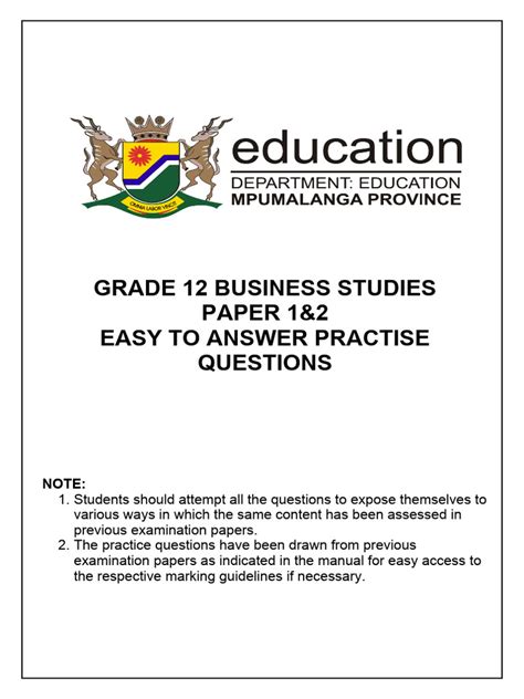 2023 Business Studies Gr 12 Easy To Score Manual Pdf Recruitment