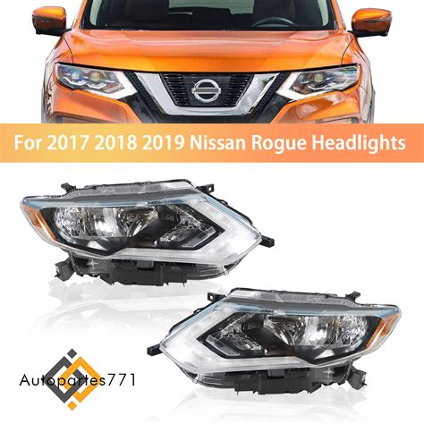 Headlights Assembly Fit For 2017 2018 2019 Nissan Rogue LED DRL Pair