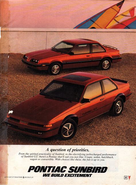 1986 Pontiac Sunbird And Sunbird Turbo Gt Usa Original Magazine