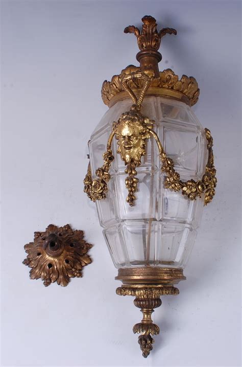 A Late 19th Century Gilt Bronze And Glass Ceiling Light The Glass Of