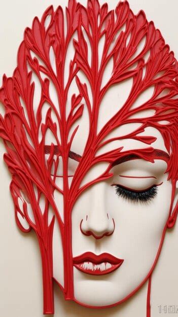 Premium Ai Image A Womans Face Is Made Of Red Branches Ai