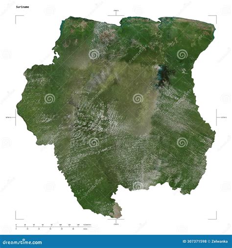 Suriname Shape On White High Res Satellite Stock Illustration