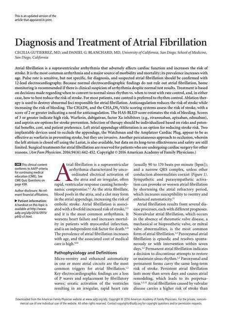 Diagnosis And Treatment Of Atrial Fibrillation Nanci Gonz Lez Udocz