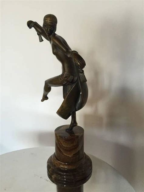 Original Art Deco Nude Scarf Dancer Bronze Signed Fanny Rozet Circa