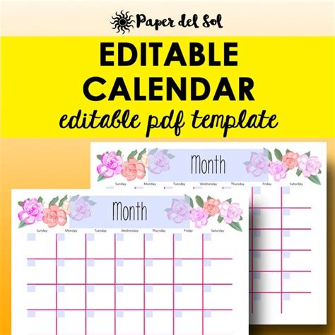 Editable Calendar Pages