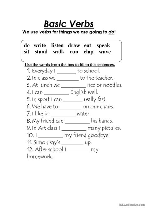 Verbs English Esl Worksheets Pdf And Doc