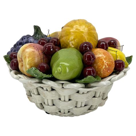 Italian Ceramic Fruit Basket Compote Centerpiece For Sale At 1stdibs