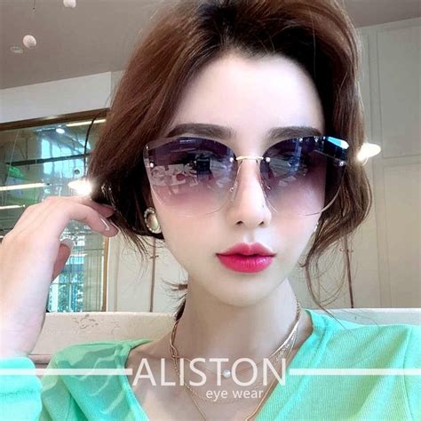 New Rimless Cut Edge Cat Eye Sunglasses Women S Fashion Uv Protection