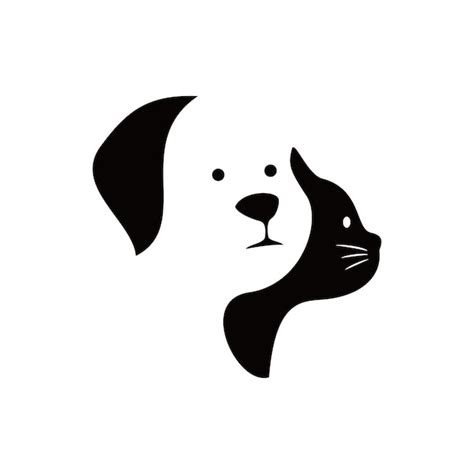 Katzen und Hundesilhouette Logo Design Kätzchen und Welpensymbol