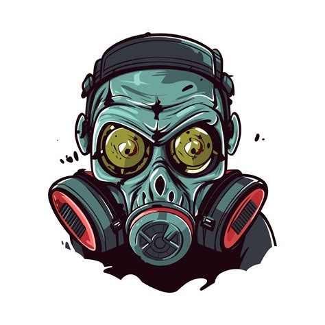 Biohazard Gas Mask Hand Drawn Logo Design Illustration 25918140 Vector