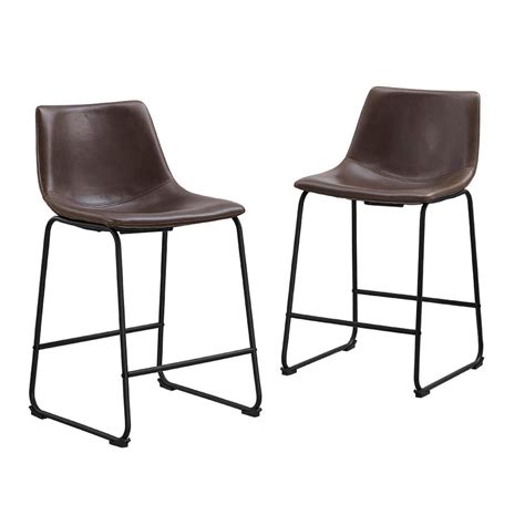 Walker Edison Furniture Company Wasatch 36 In Brown Bar Stools Set Of