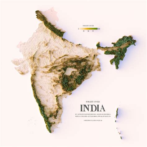 Forest Cover Map Of India Using Data From By Maps On The Web