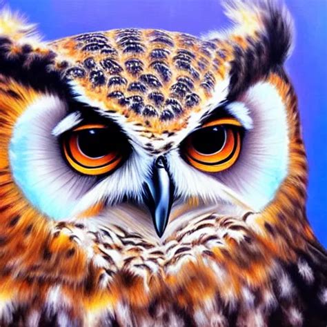 Fluffy Colorful Baby Great Horned Owl Detailed Stable Diffusion OpenArt