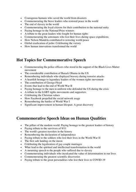 Ppt Best 100 Synchronic Commemorative Speech Topics In 2022