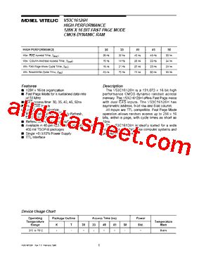 V53C16126H Datasheet(PDF) - Mosel Vitelic, Corp