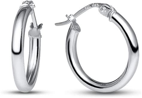 Sterling Silver Hoop Earrings Round Tube Design Small Polish Finish